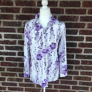 Vintage Women’s Sears Purple Floral Button Top